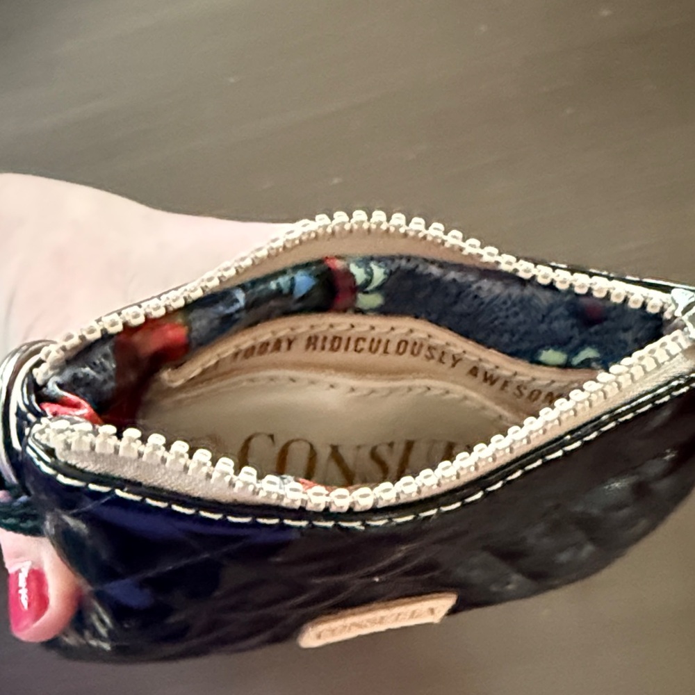 Consuela Jax Black Quilted Patent Mini Zip Pouch Key Chain- NWT - Picture 3 of 3